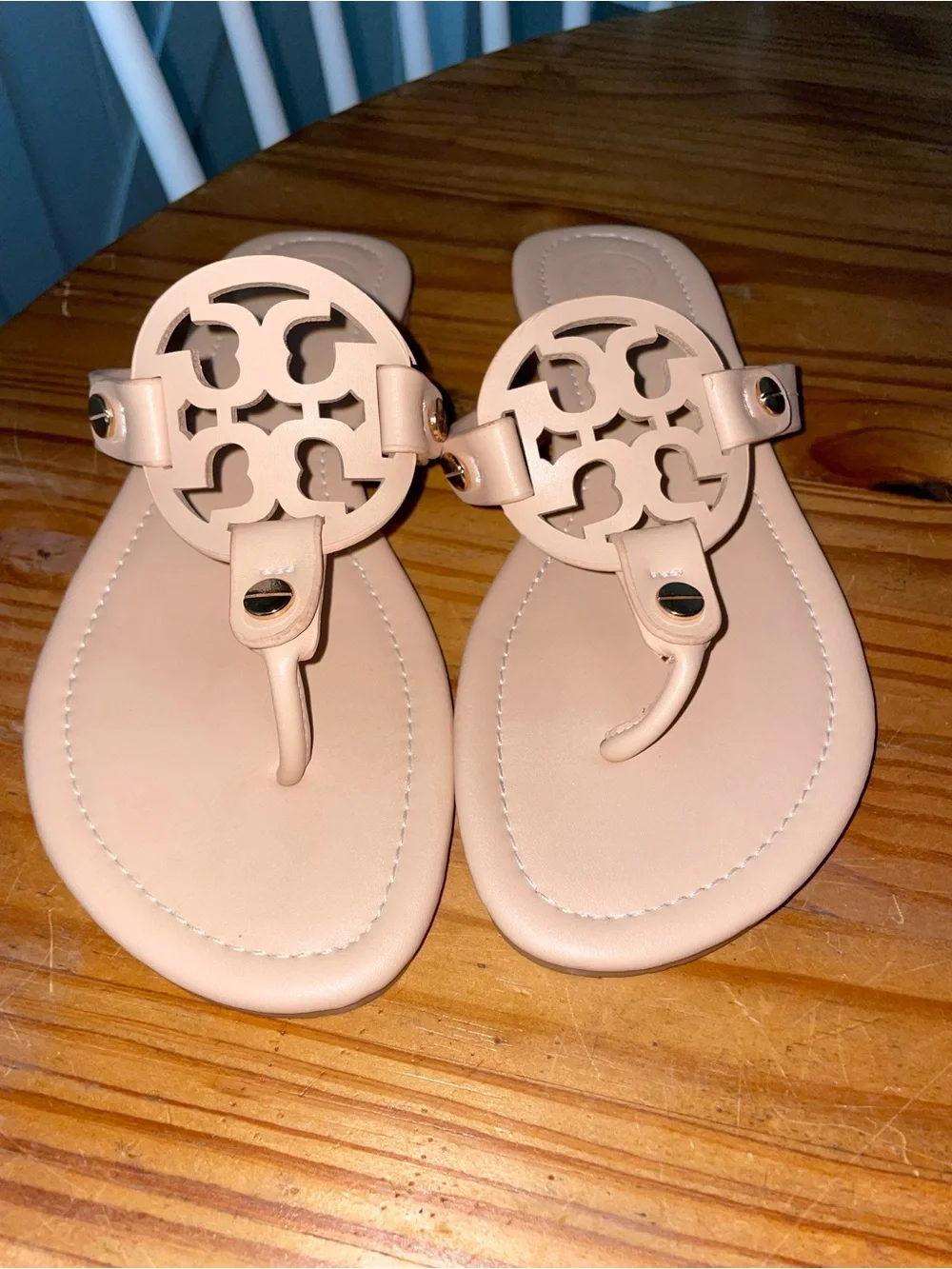 Tory Burch Women's Miller Light Sand Slip-On Logo Sandals Size 41/US 10.5 NWOB